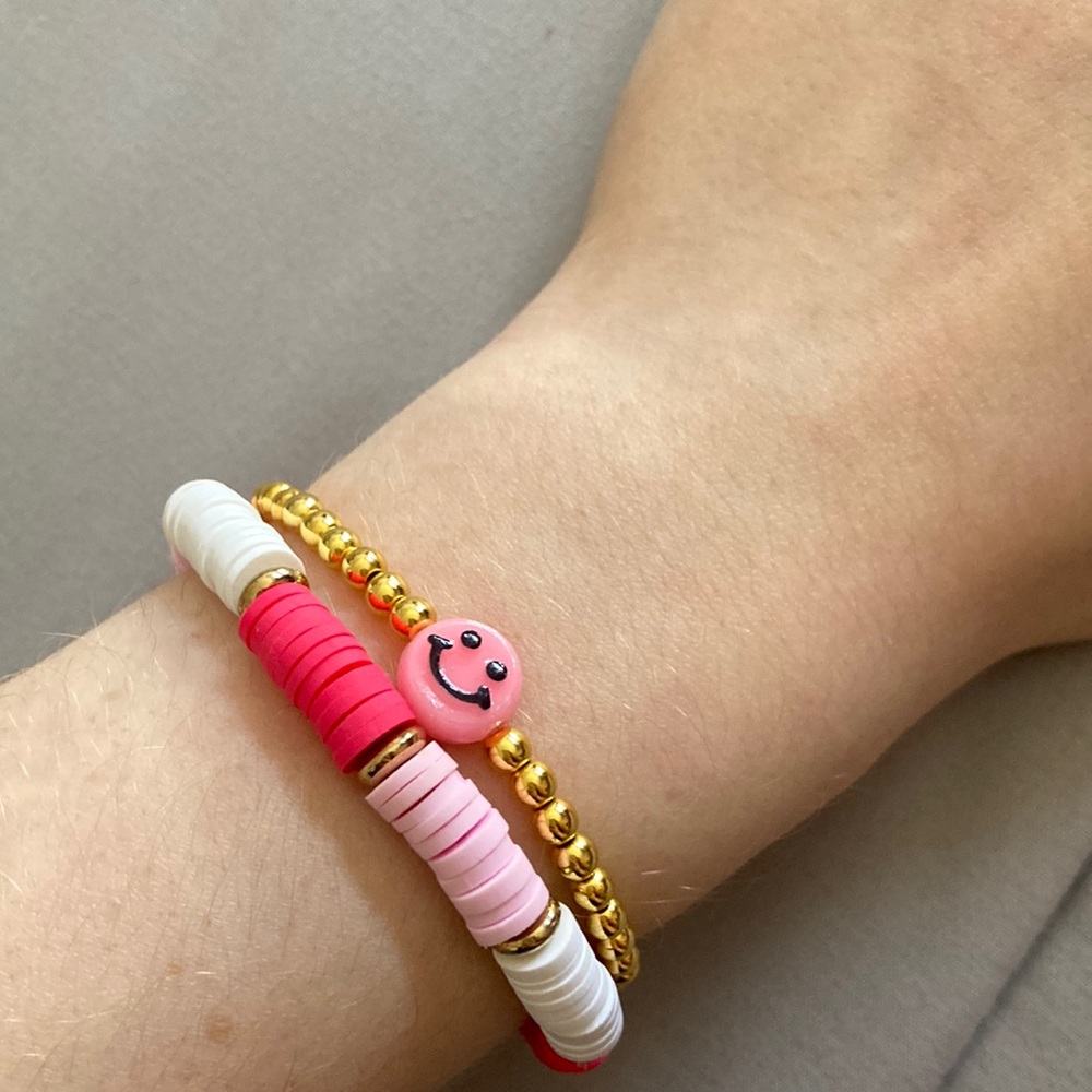 pink preppy bracelet stack💕⚡️🛍